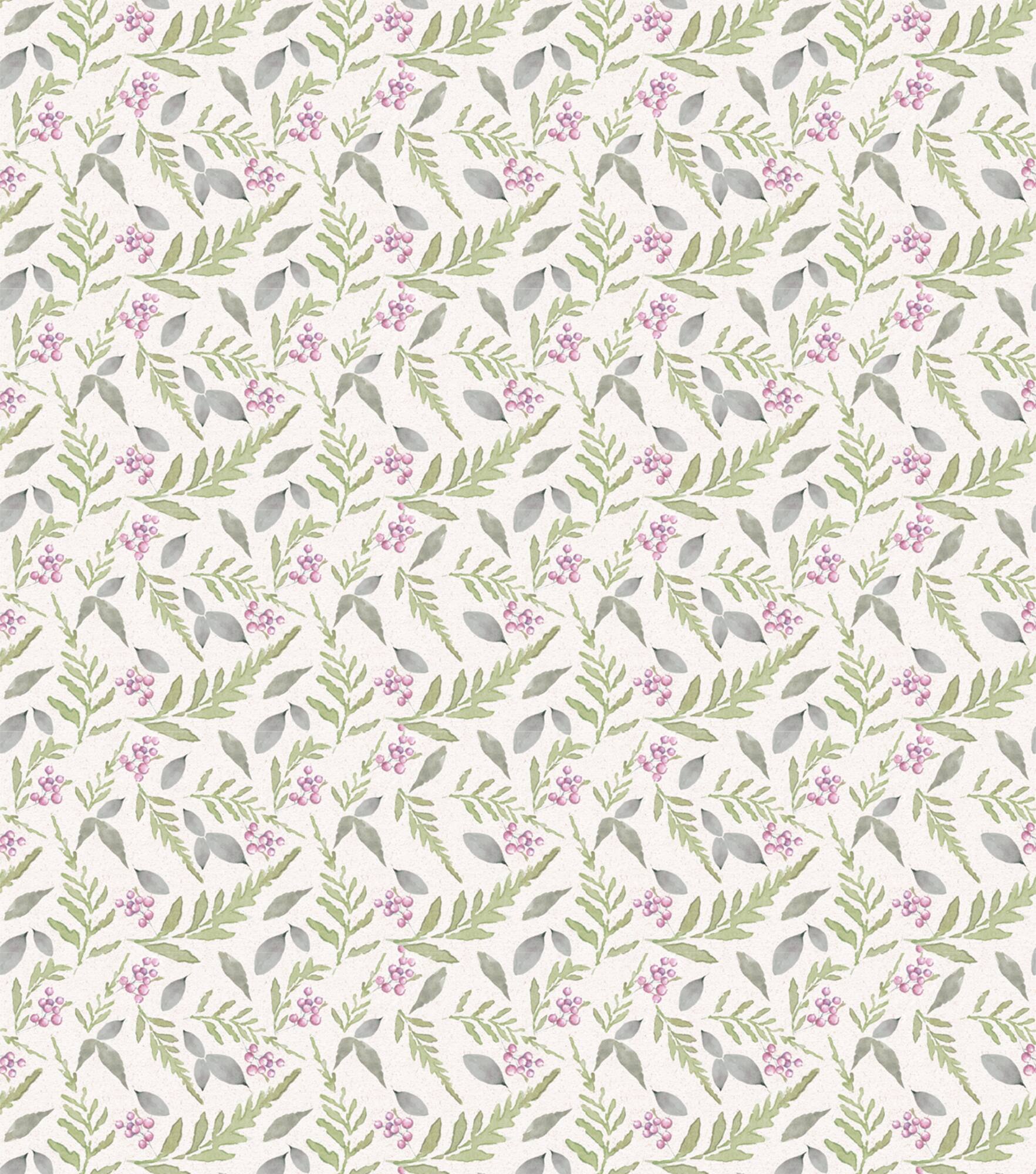 Suzanne Nicoll Peony Leaves & Berries Cotton Fabric